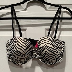 PINK VS MULTI-WAY DEMI ZEBRA BRA Sz 36D